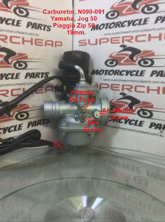 Carburetor, N090-091, 19mm, Yamaha Jog 50, Piaggio Zip 50, Scooters and ATVs. image 0