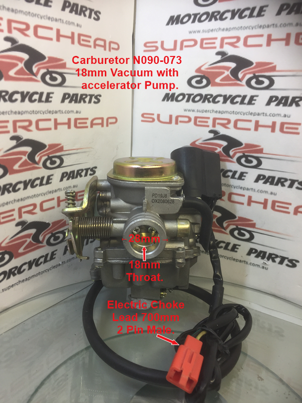 Carburetor, N090-073, 18mm Vacuum with accelerator Pump. GY6 50cc Scooters. image 0