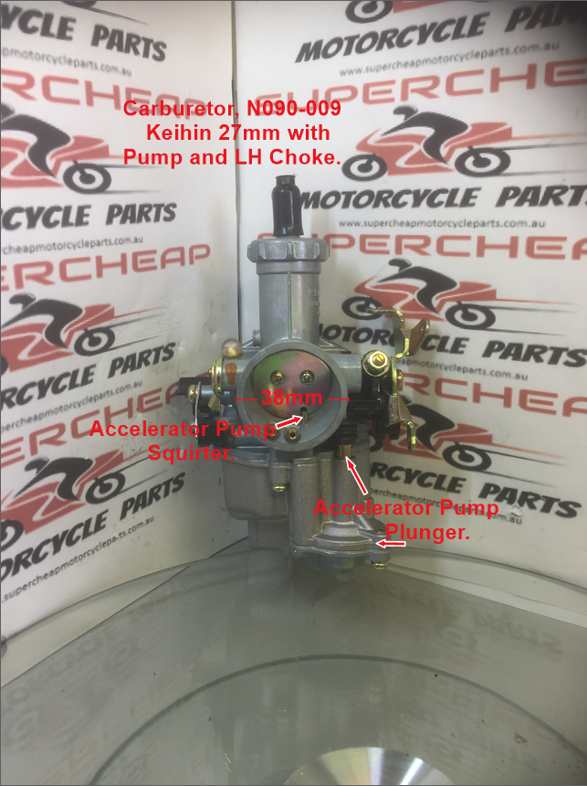 Carburetor, N090-009, Keihin 27mm, with accelerator pump. ATVs, Dirt Bikes. image 0