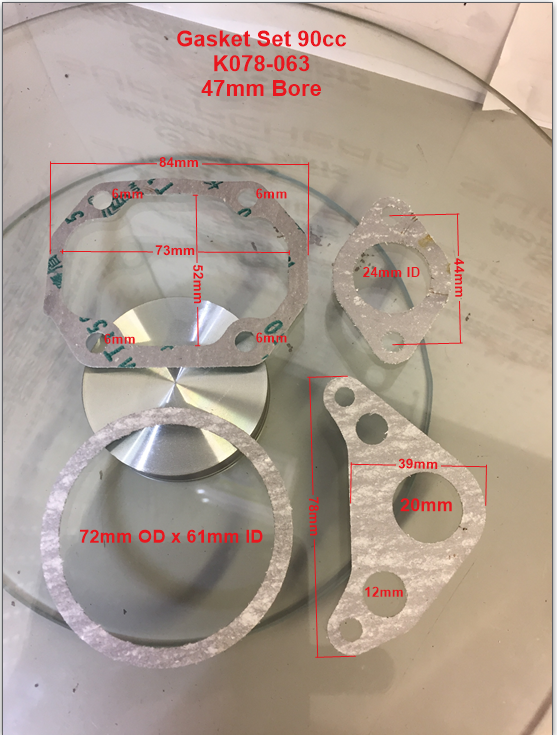 Gasket Set, H078-063, 47mm Bore, 90cc, Air Cooled. Pit Bikes, ATVs, Buggies. image 3
