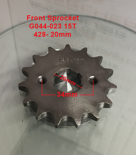 Front Sprocket, G044-023, 428, 15 Tooth, 20mm, requires retainer. image 0