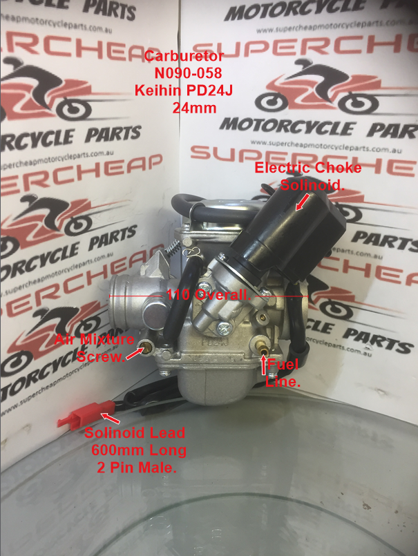 Carburetor, N090-058,  24mm Vacuum. GY6 150, Scooters, ATVs, Buggies. image 1