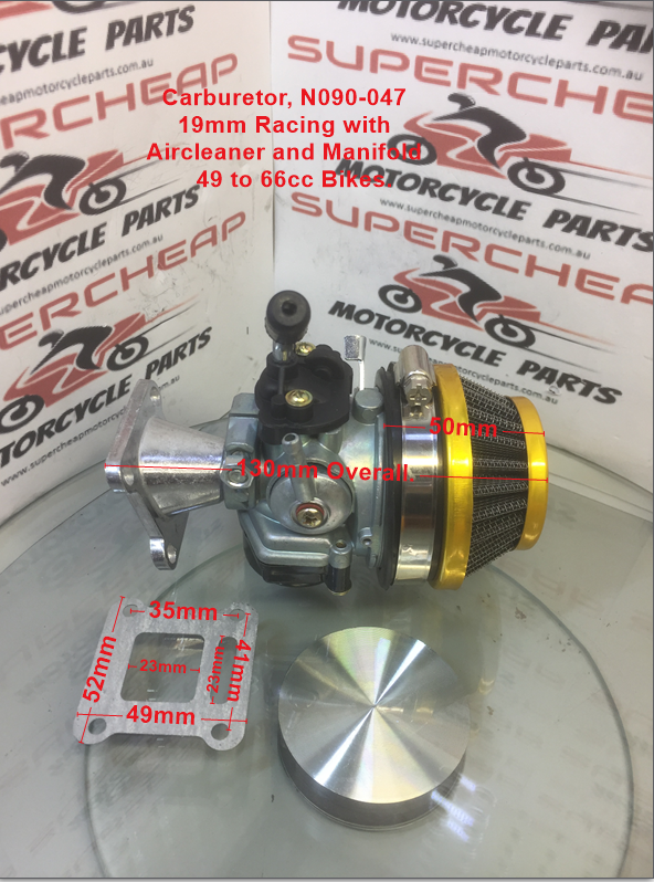Carburetor, N090-047, 19mm Racing, 47 to 69cc Pocket bikes, ATVs and More. image 0