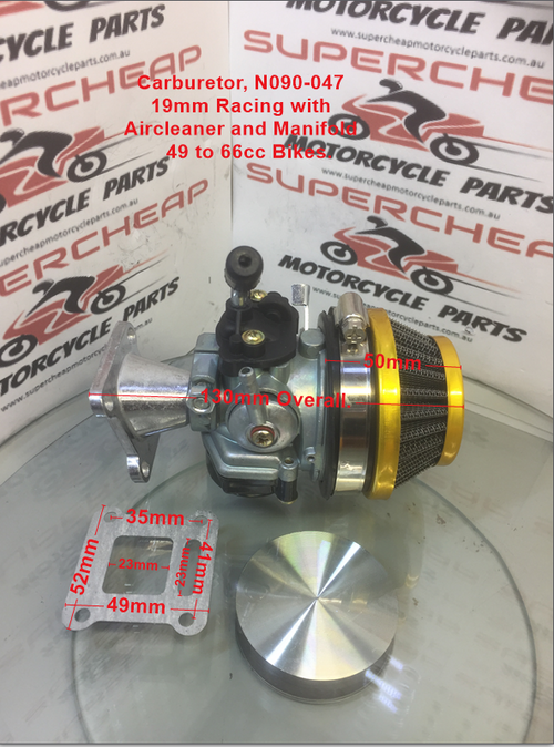 Carburetor, N090-047, 19mm Racing, 47 to 69cc Pocket bikes, ATVs and More. image 0