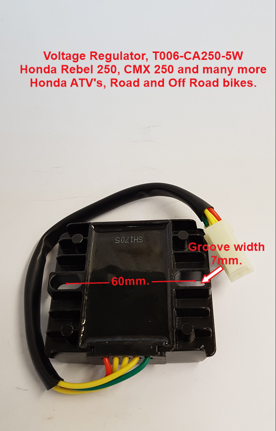 Voltage Regulator, T006-CA250-5W, Honda Rebel, CMX, ATV's, Dirt Bikes. image 1