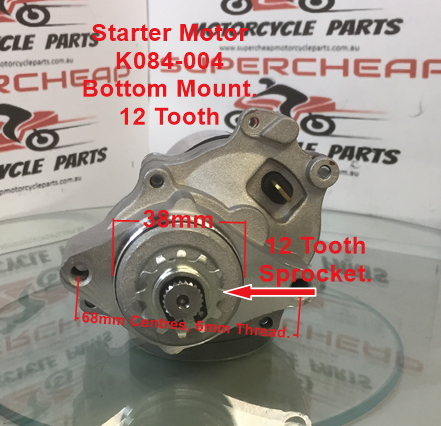 Starter Motor, K084-004, Bottom Mount, 12 Tooth, ATV, Dirt Bike, Scooters. image 0