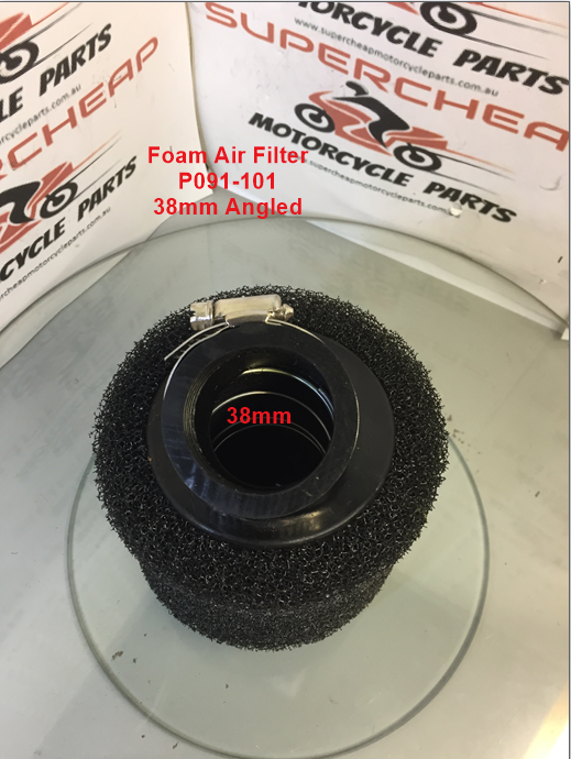 Foam Air Filter, P091-101, 38mm Twin Stage, Angled Mount. image 1