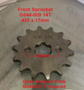 Front Sprocket, G044-009, 420, 14 Tooth, 17mm shaft requires retainer. image 0