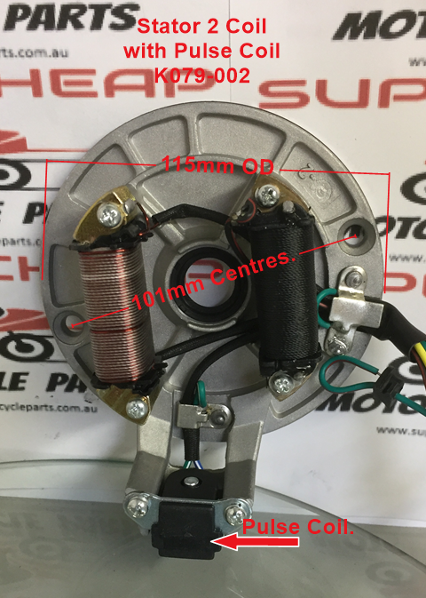 Stator/Magneto,  K079-002, 2 Coil with pulse Coil, For Pit Bikes, ATVs, Buggies image 0