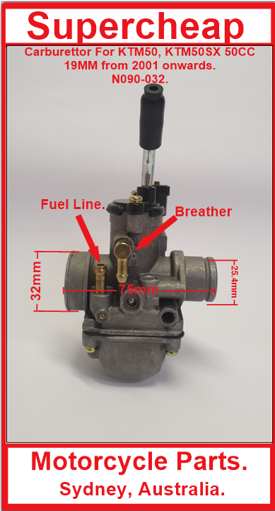 Carburetor, KTM50 Junior and KTM50 SX, 2001 onwards. image 2