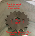 Front Sprocket, G044-011, 420, 15 Tooth, 17mm shaft requires retainer. image 0