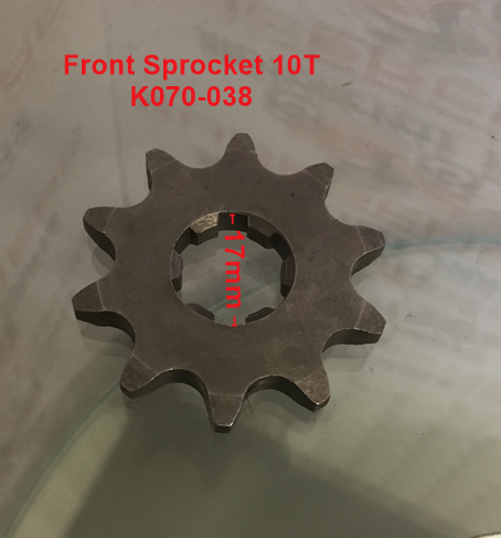 Front Sprocket, K070-038, 420 pitch -10 Tooth for 17mm Shaft.