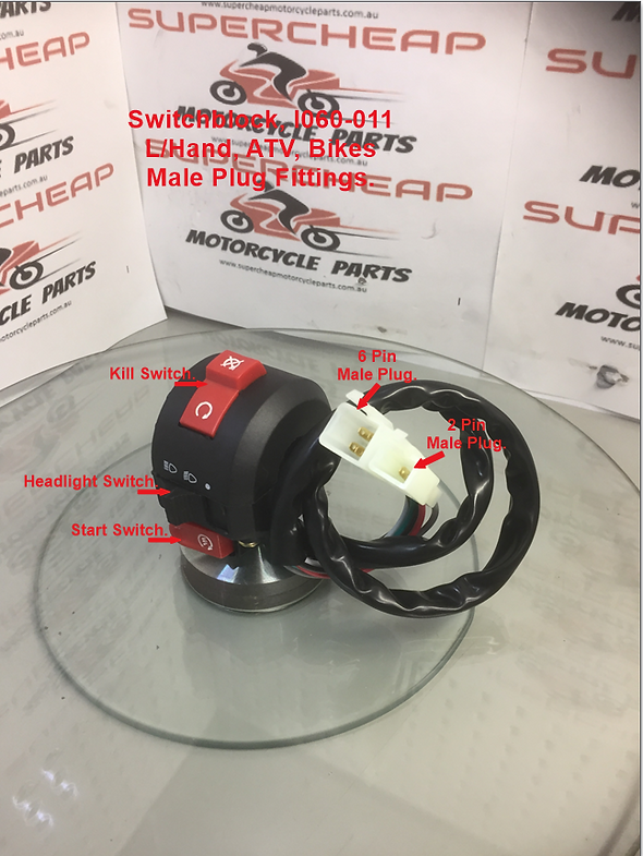 Switchblock, I060-011, L/Hand, for ATVs, Dirt Bikes, Road Bikes, Male Fittings.