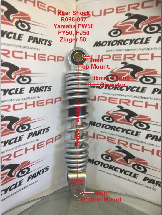 Rear Shock Absorbers, R098-067, Yamaha PW50, Zinger50, PY50, PJ50 and more.
