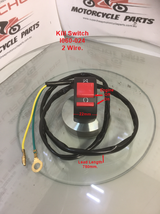 Kill Switch, I060-024, 2 Wire for Standard 22mm Handlebars.