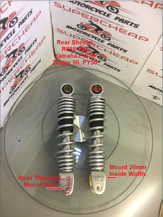 Rear Shock Absorbers, R098-067, Yamaha PW50, Zinger50, PY50, PJ50 and more.