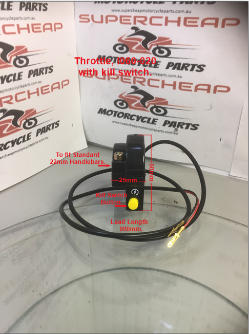 Throttle, I060-020, With Kill Switch, for 22mm Bars, Pit Bikes, ATVs,