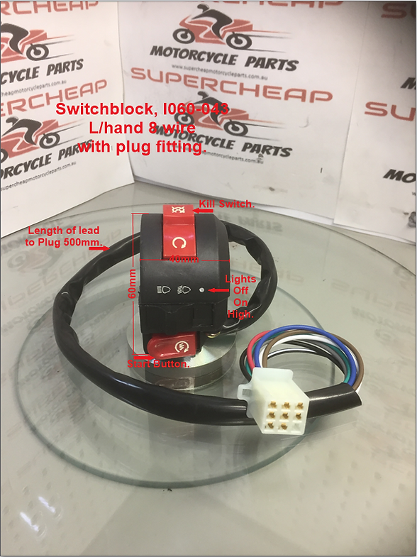 Switchblock, I060-043, L/Hand, with 8 wire Female plug fitting.