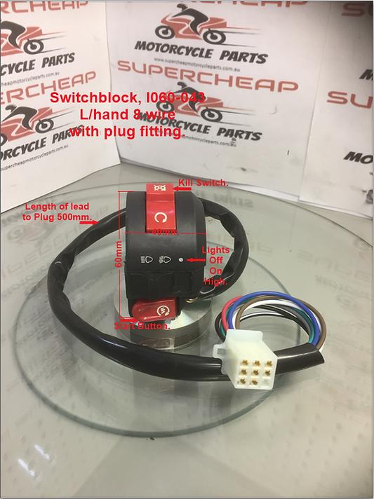 Switchblock, I060-043, L/Hand, with 8 wire Female plug fitting.