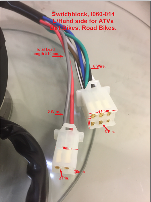 Switchblock, I060-014, L/Hand for ATVs, Dirt Bikes, Kill switch,Lights, Start.