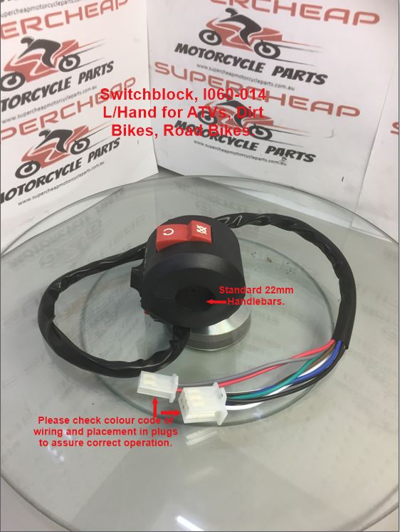 Switchblock, I060-014, L/Hand for ATVs, Dirt Bikes, Kill switch,Lights, Start.