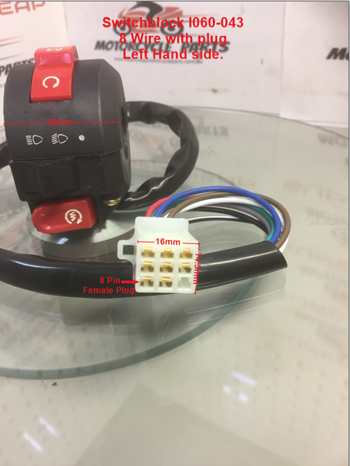 Switchblock, I060-043, L/Hand, with 8 wire Female plug fitting.