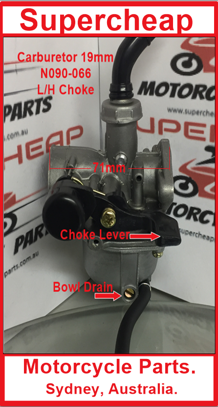 Carburetor, N090-066, 19mm, Honda CRF, R/Hand Choke, Pit Bikes, ATVs, Universal. image 0