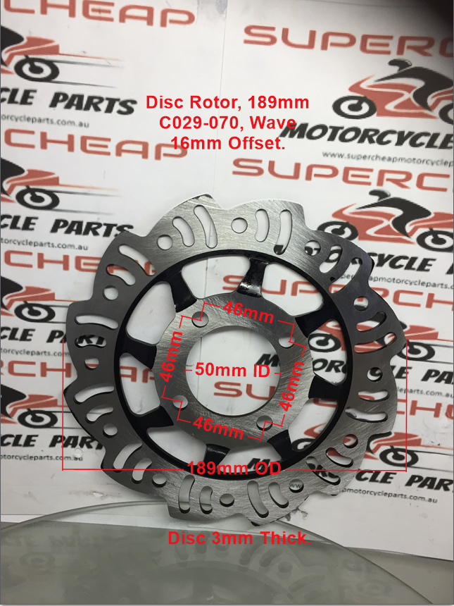 Disc Brake Rotor, C029-070, 189mm, 16mm Offset, 4 bolt, Pit Bikes, ATVs. image 0