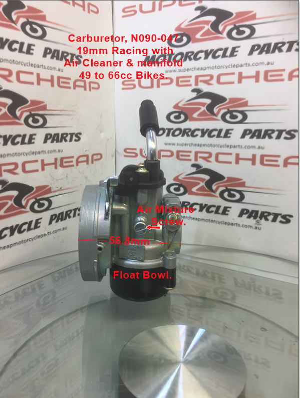 Carburetor, N090-047, 19mm Racing, 47 to 69cc Pocket bikes, ATVs and More. image 1