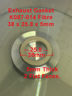 Exhaust Gasket, L087-014, 38 x 25.8 x 5mm,  Fibre, Universal. image 0