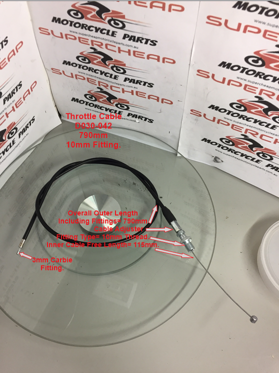 Throttle Cable, D030-042, 790mm for Pit Bikes, Dirt Bikes, ATVs, Buggies. image 0