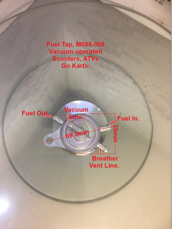 Fuel Tap, M088-008, Vacuum Operated, Scooters, ATVs, Stationary Engines. image 0