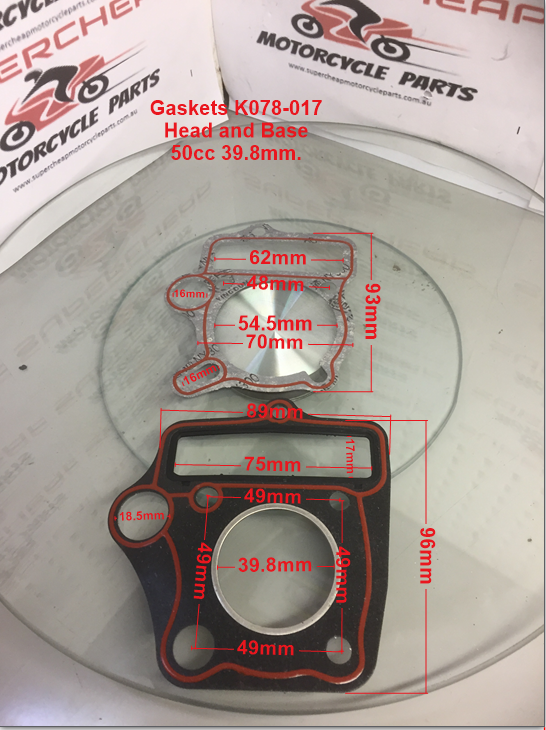 Gaskets, K078-017, 39.8mm, Head and Base for 50cc, Scooter, ATV, Buggie. image 0
