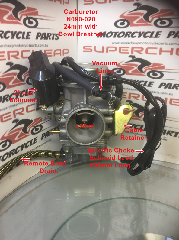 Carburetor, N090-020, 24mm, GY6 125cc-150cc ATV, Go Kart, Moped & Scooter image 0