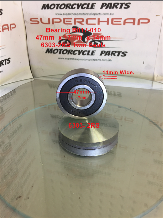 Bearing, B017-010, 6303RS, 47mm x 17mm x 14mm, Twin Seals. image 0