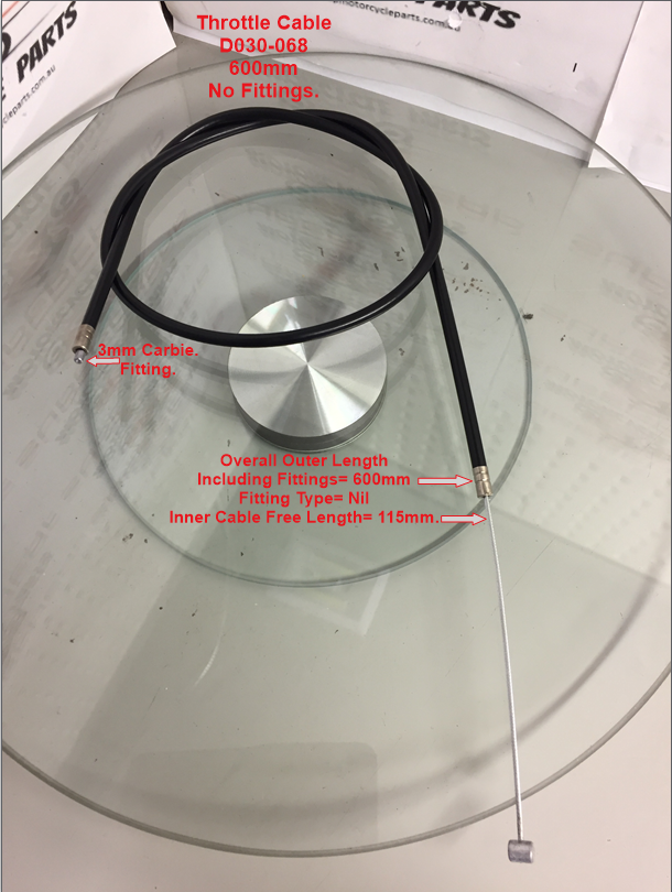 Throttle Cable, D030-068, 600mm, Pits Bikes, Mini Dikes, Pocket Bikes. image 0