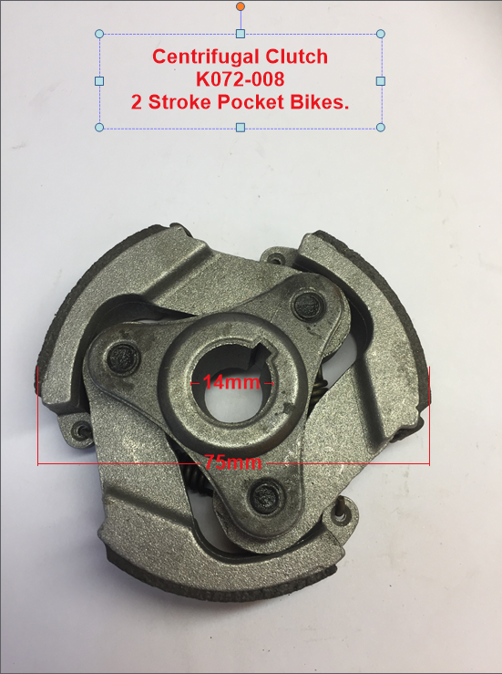 Centrifugal Clutch, K072-008, 33cc, 43cc, 47cc, 49cc 2 stroke pocket bikes. image 1