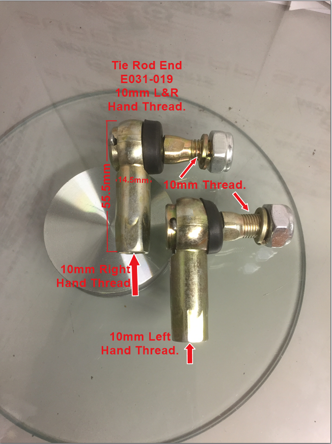 Tie Rod Ends, E031-019, 10mm, Left and Right Hand Threads. image 0