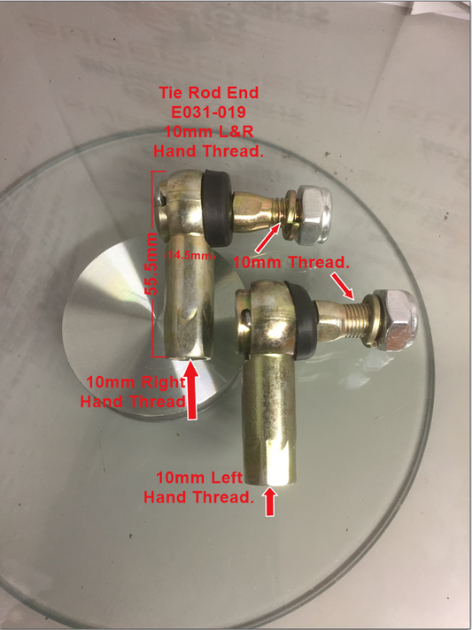 Tie Rod Ends, E031-019, 10mm, Left and Right Hand Threads. image 0