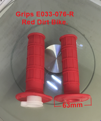 Grips, E033-076-R, Red Dirt Bike Hand Grips with throttle tube. image 1