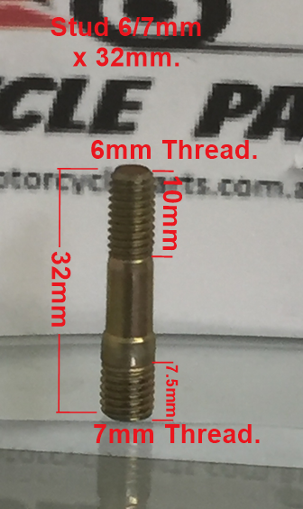 Exhaust/ Manifold Stud, 6-7mm x 32mm Long. image 0