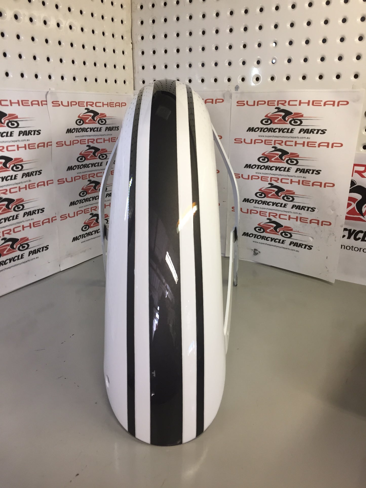 Laro Prostreet 350 Front Fender/ Mudgaurd, White with stripes. image 1
