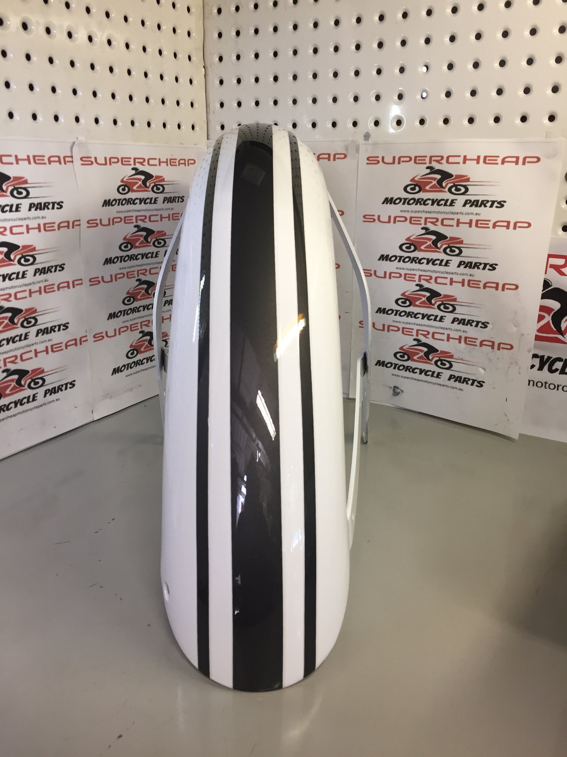 Laro Prostreet 350 Front Fender/ Mudgaurd, White with stripes. image 1