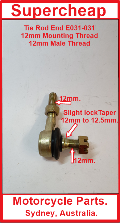 Tie Rod End, E031-031, 12mm  Right hand thread. UTVs, ATVs, Buggies. image 0