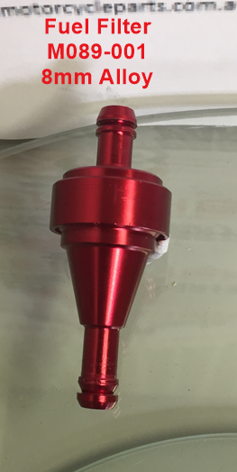 Fuel Filter, M089-001, 8mm, Alloy, Red. image 1
