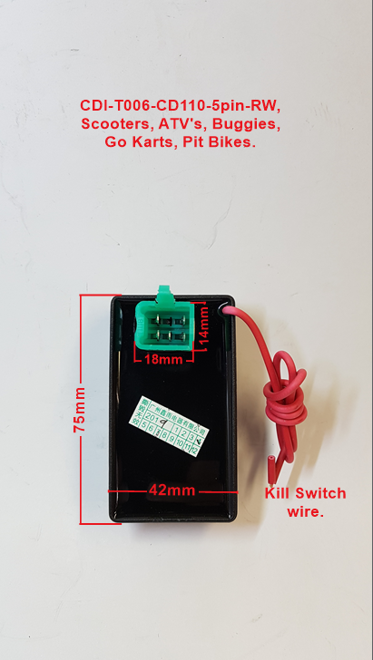 CDI-T006-CD110-5pin-RW, Scooters, Buggies, Go Karts, Pit Bikes. image 1