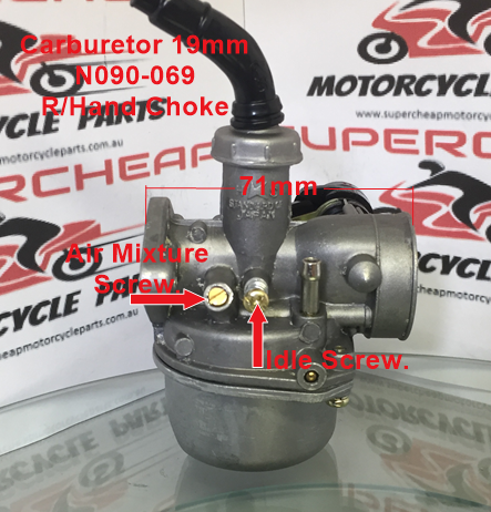 Carburetor, N090-069, 19mm,  L/Hand Choke, Atvs, Pit Bikes, Dirt Bikes. image 2