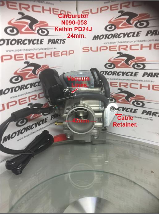 Carburetor, N090-058,  24mm Vacuum. GY6 150, Scooters, ATVs, Buggies. image 3