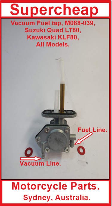 Fuel Tap, M088-039, Suzuki LT80, Kawasaki KLF80, Vacuum operated, all models. image 1
