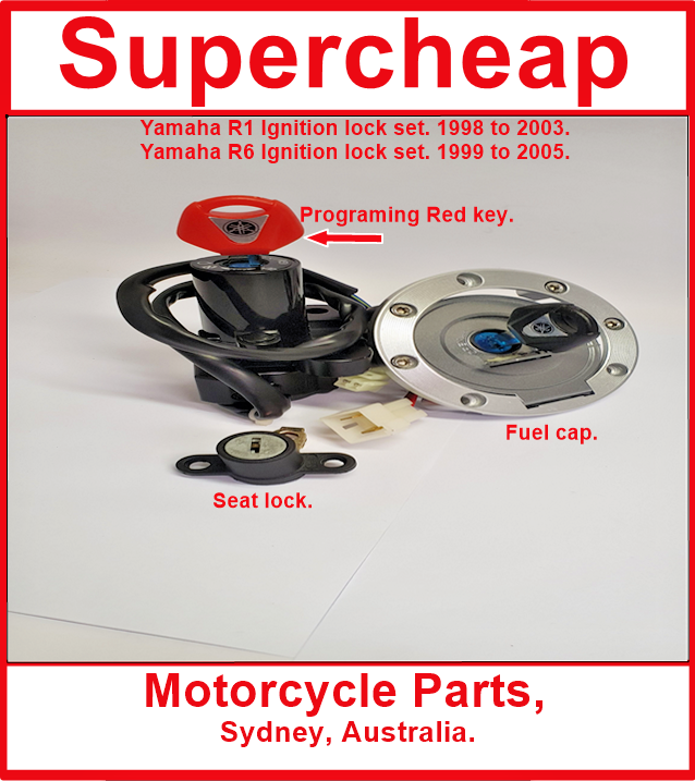 Yamaha R1 - R6 Ignition, Fuel tank cap and seat lock set. With programming key. image 0